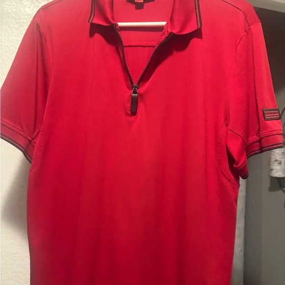 Burberry Red Polo Shirt with Zip Collar - Picture 3 of 4